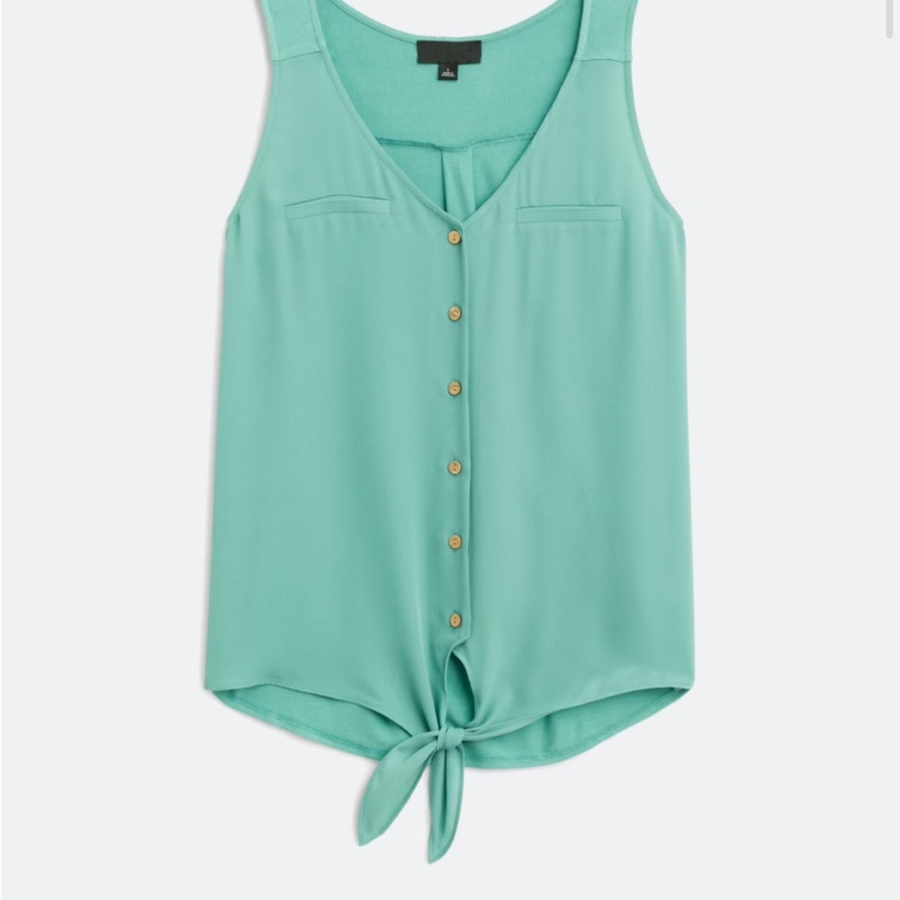Bendry Mixed Material Tie-Front Blouse